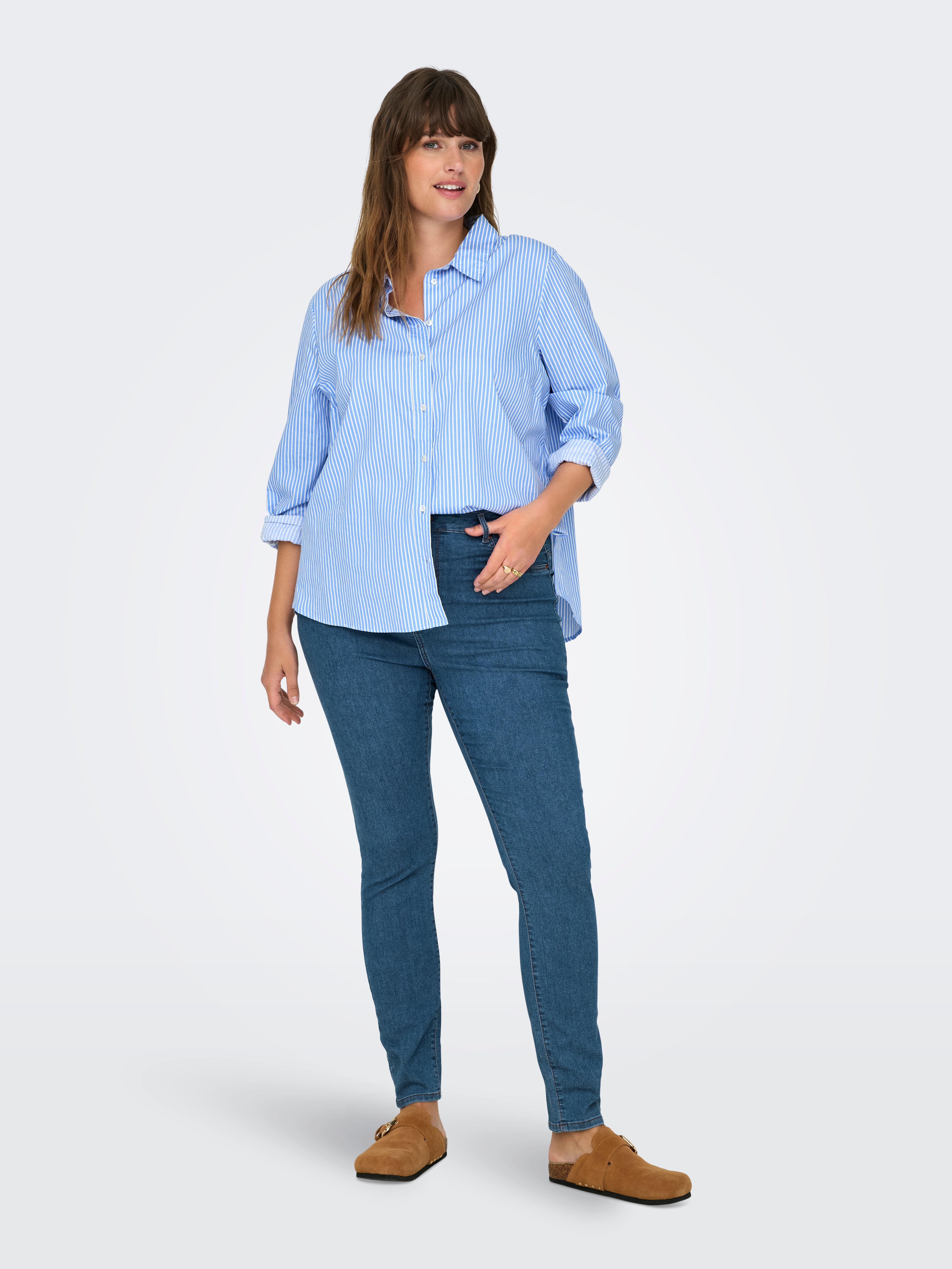 CARMILA-IRIS Hohe Taille Skinny Fit Jeans Medium Blue Denim