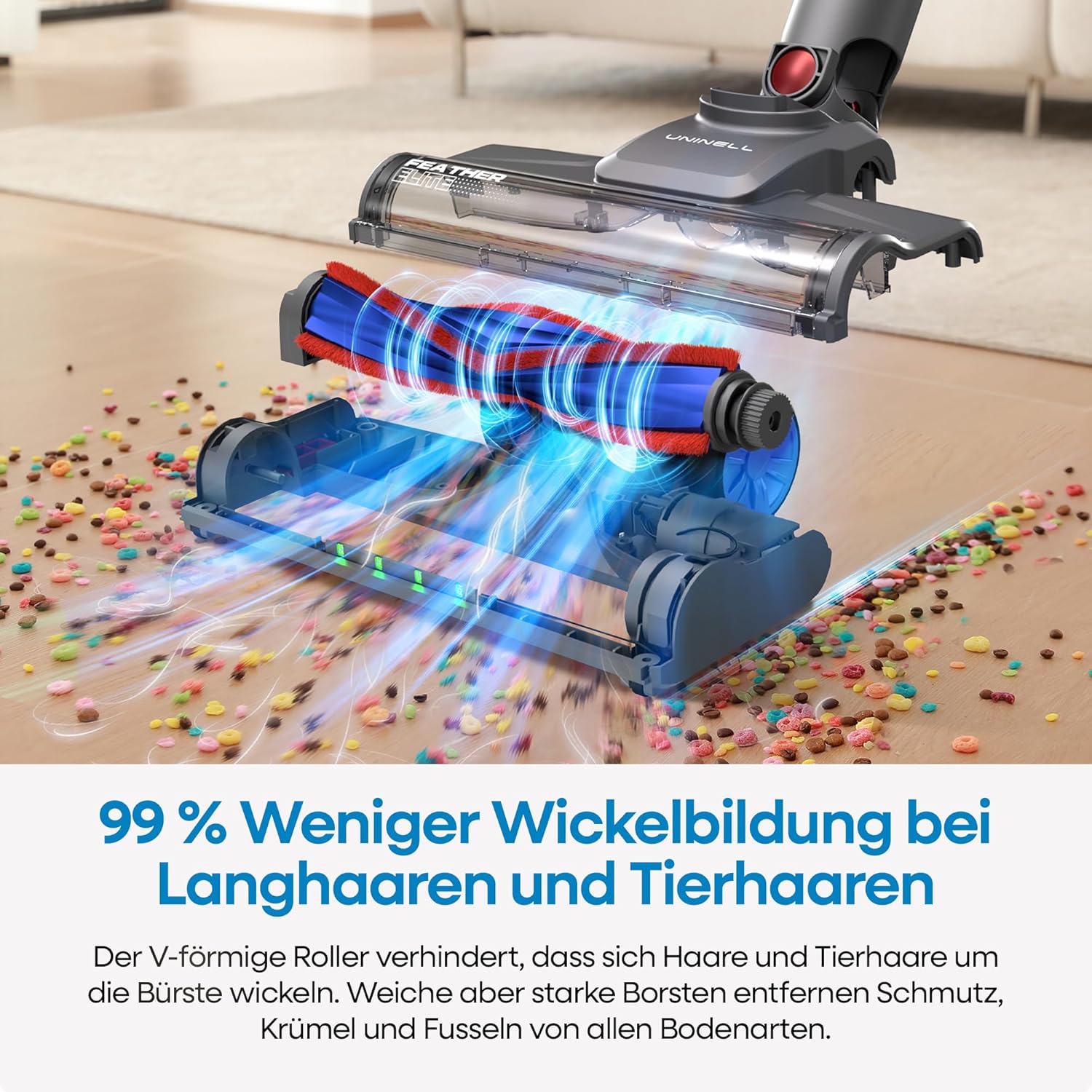 UNINELL HOME Akku Staubsauger 45000Pa/450W/60Min,Staubsauger Kabellos Selbstladender mit LED-Display, Anti-Verhedderung-Bürste akkustaubsauger Super Leise für Teppich,Hartboden und Tierhaare