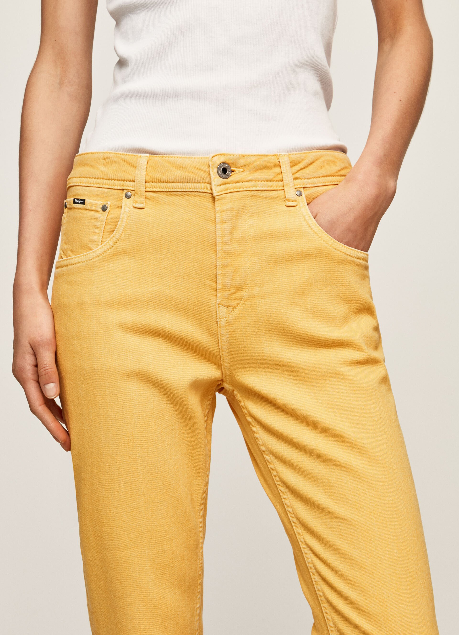 Calça de corte relaxado com 5 bolsos - brilho