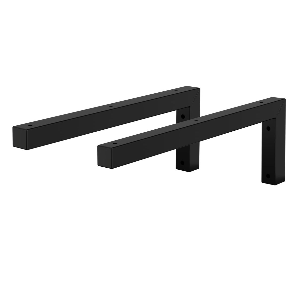 ML-Design 2-delige set L-vormige wandconsoles voor wastafels, 400x150 mm, zwart staal, design wastafelconsole, wandbevestiging voor wastafelblad, planchetconsole, planchethouder