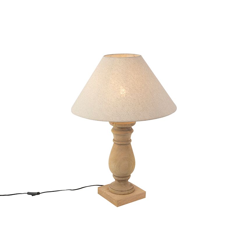 Landelijke tafellamp met linnen kap beige 50 cm - Catnip