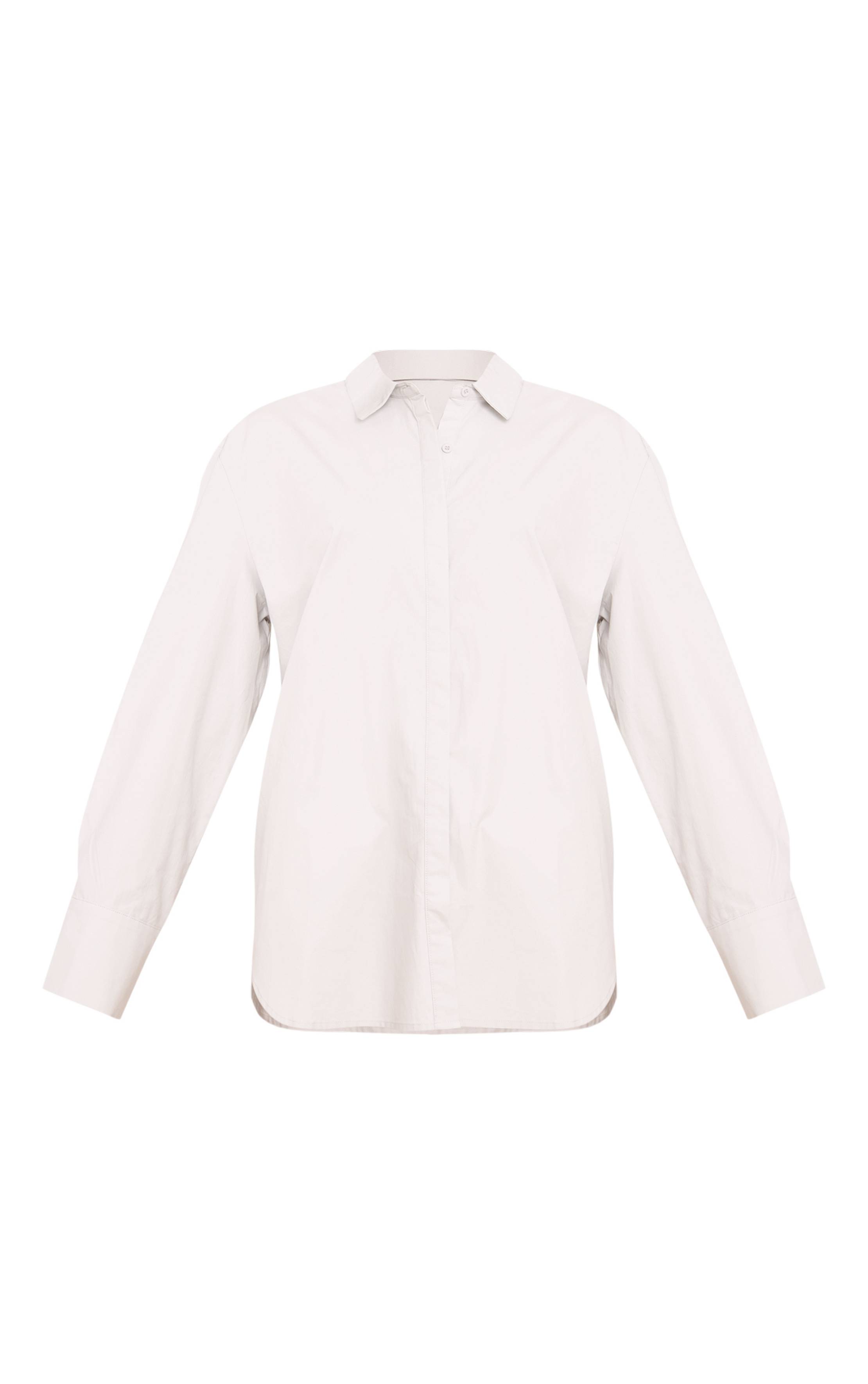 Gris Clair Chemise En Coton À Poignets Surdimensionnés
