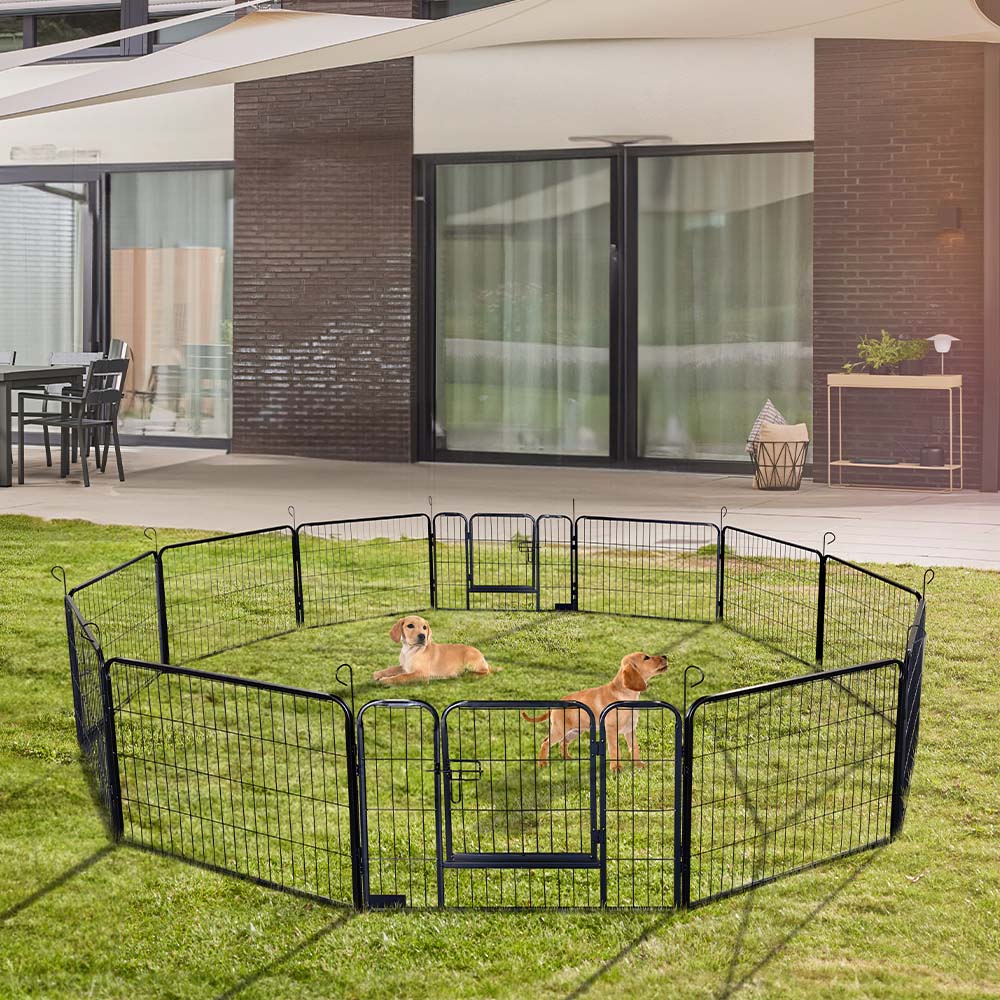 Home Deluxe - Puppy Playren BARKI - 80 x 60 cm, 12-delige set, kleur: zwart, inclusief deurslot, afgeronde hoeken en randen | Puppy Playground | Puppy Run