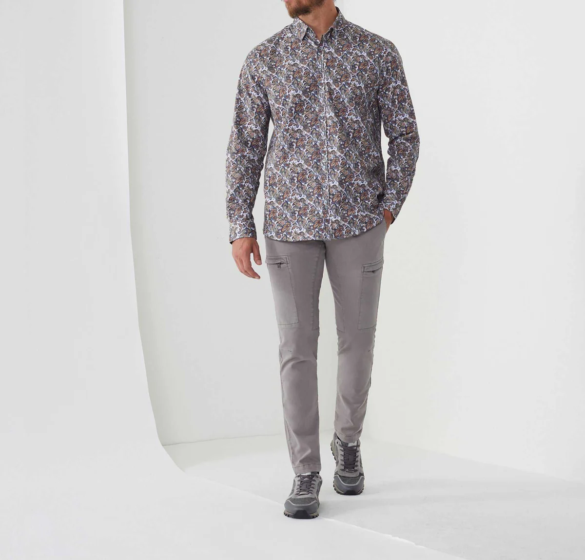 Chemise casual imprimé blanc-rouille 