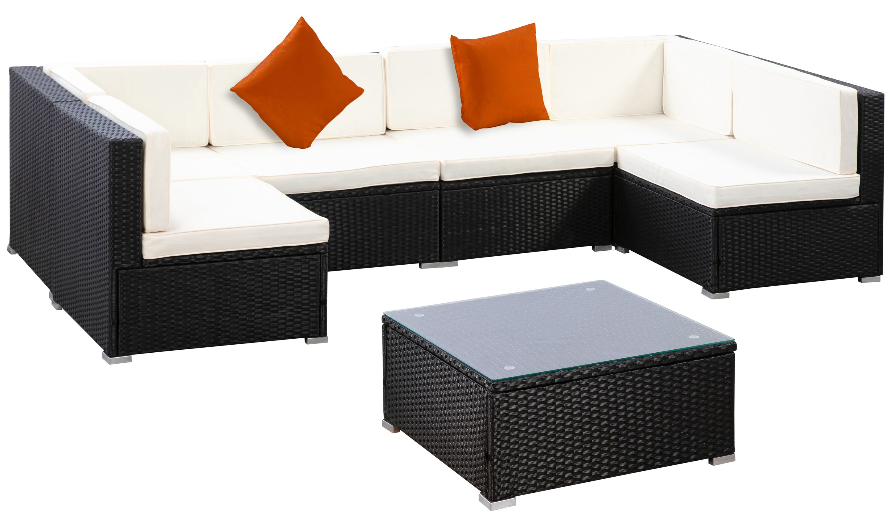 Rattanlounge RAVENNA schwarz/beige