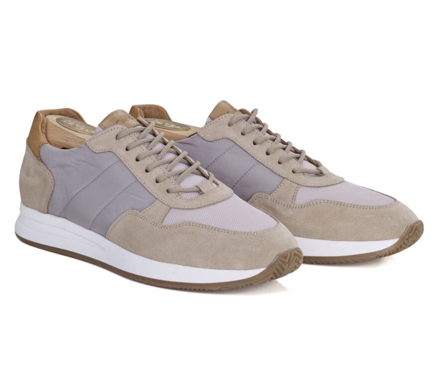 Sneakers homme velours Beige et Taupe - NIRRANDA