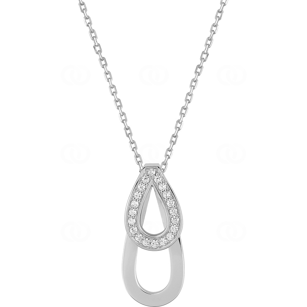 Collier mit Anhänger 925 Silber rhodiniert mit Zirkonia 43cm