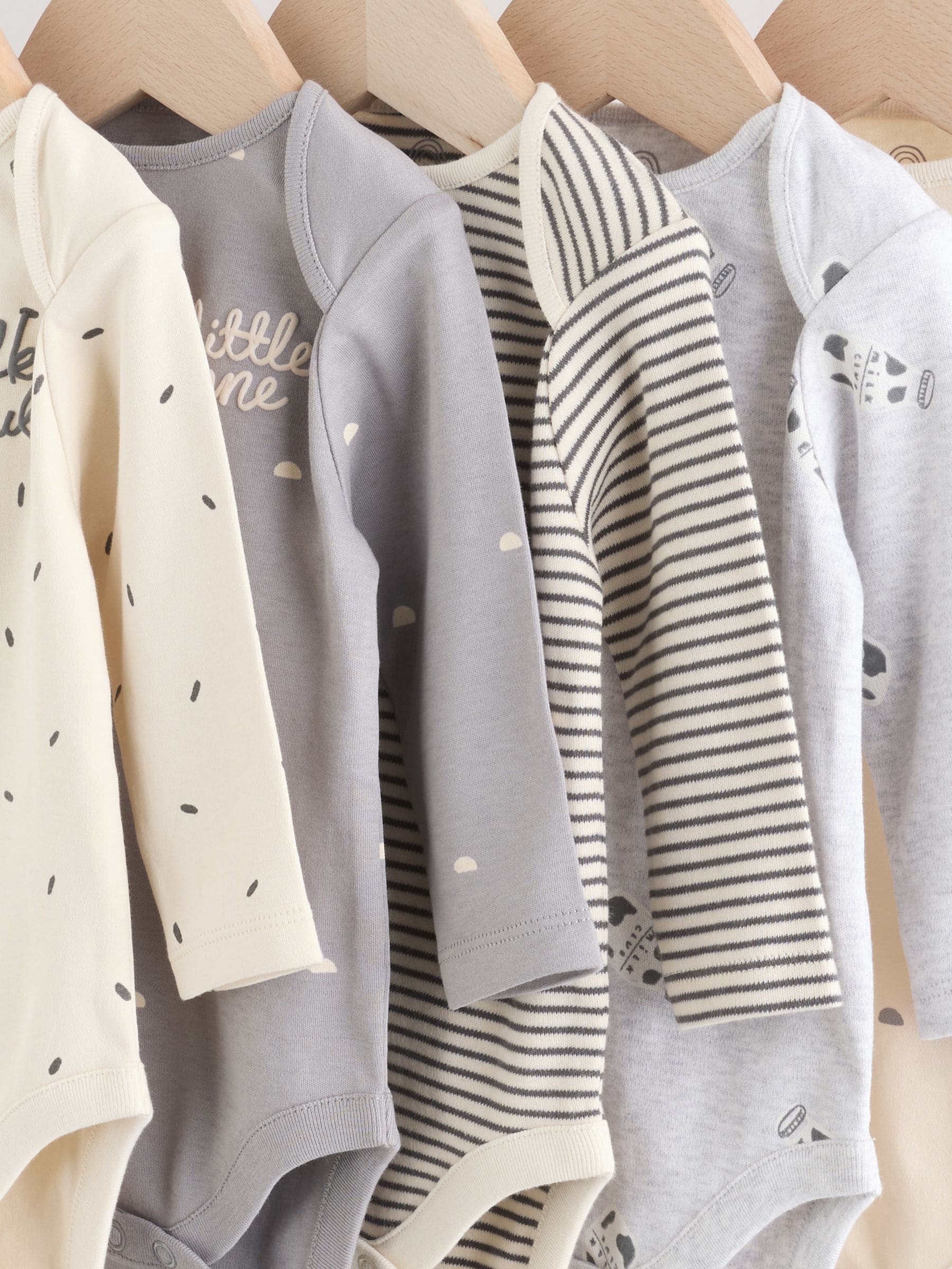 Monochroom - Set van 5 rompers met lange mouwen