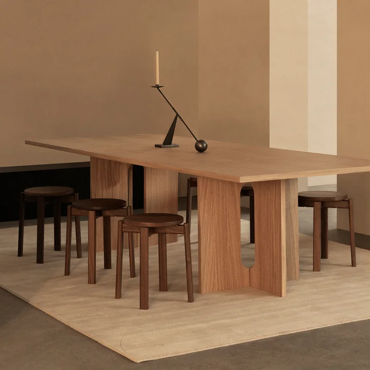 Audo - Passage Hocker, Eiche natur / beige (Stoff Audo Bouclé 02)