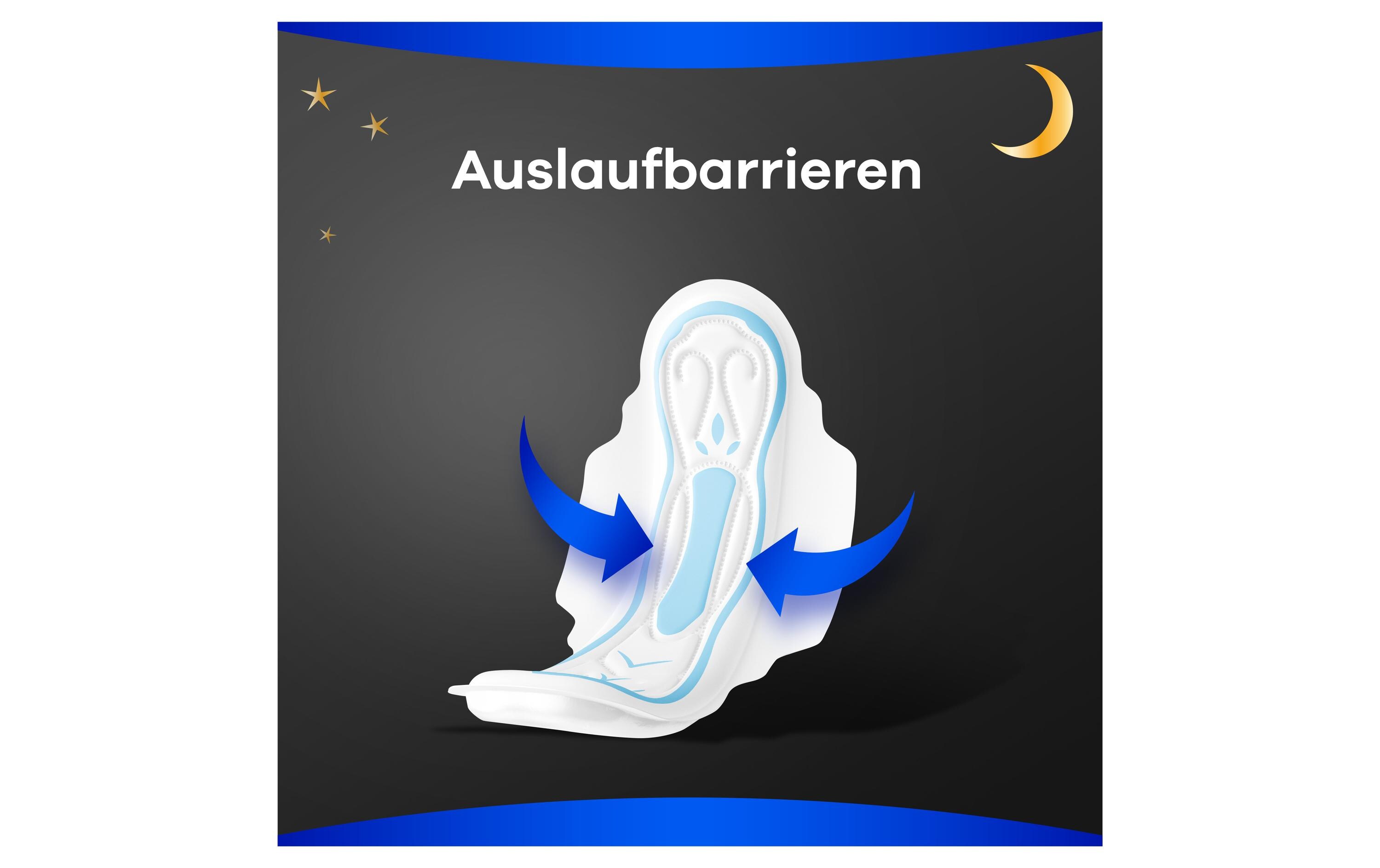 Binde mit Flügeln Maxi Night 12 StückHochwertige Binden mit saugfähigem Kern