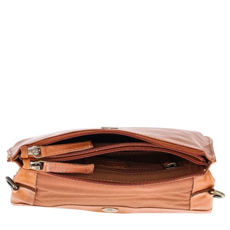 DSTRCT Alba Crossbody Flap Bag Cognac