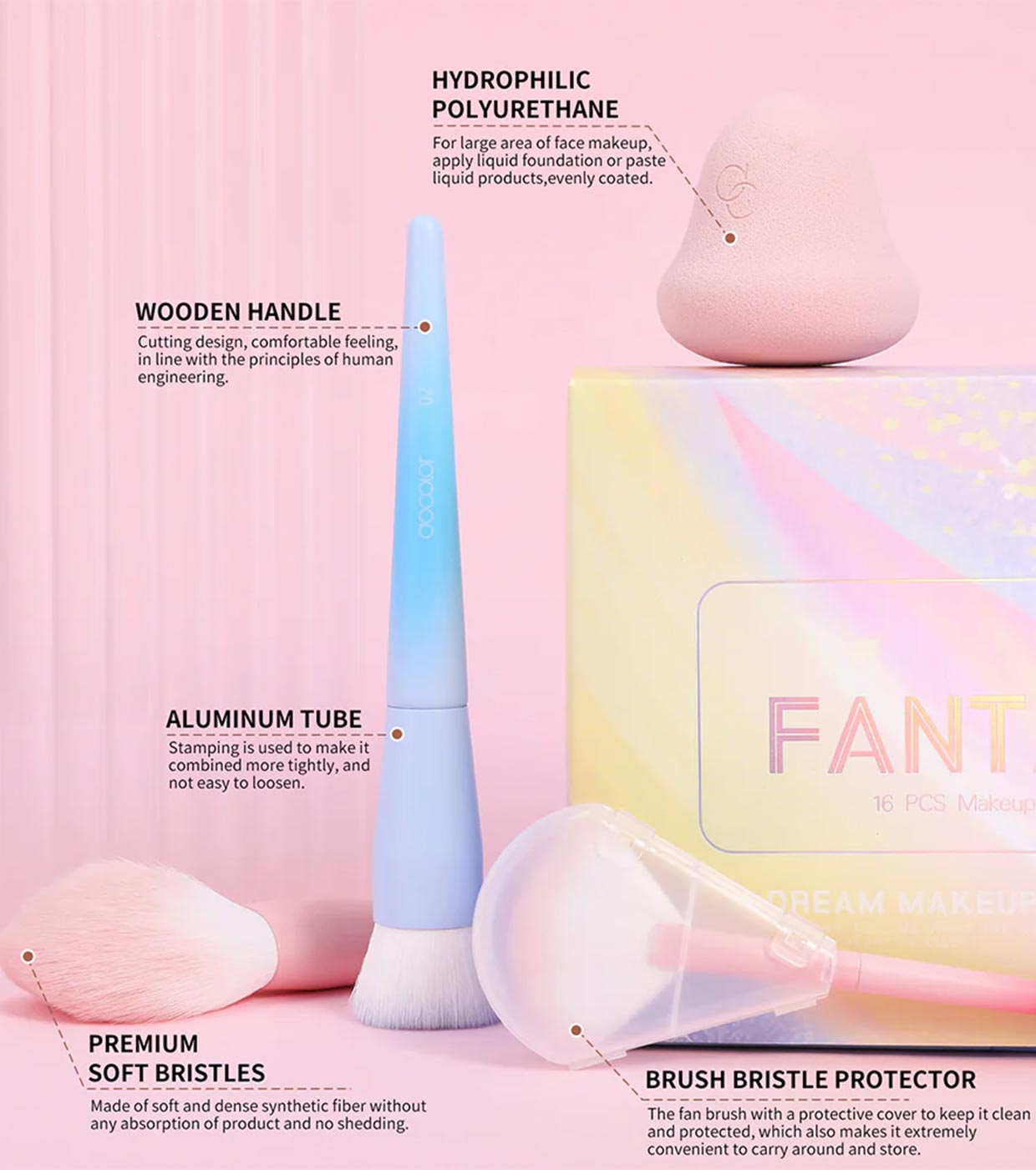 Docolor - Conjunto de pincéis e acessórios Fantasy Set (18 peças)