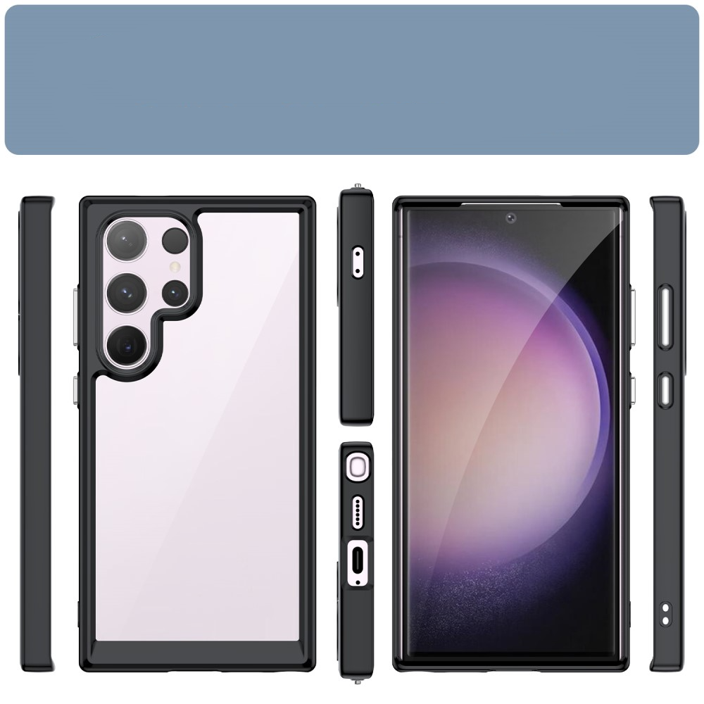 Samsung Galaxy S24 Ultra Hybrid Hülle TPU Bumper   Acryl Rückseite - Transparent / Schwarz