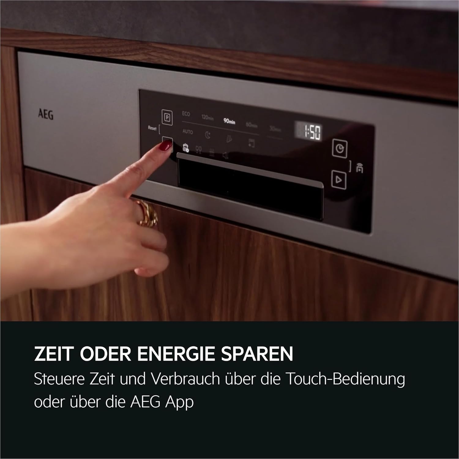 Teilintegrierter AEG 9000 Geschirrspüler, 60cm, smarte WiFi Spülmaschine, multifunktionale Körbe auch für Backbleche, Wein- & Biergläser, extrem leise 38 dB, A-10%, LED-Innenbeleuchtung, GT9200X2SCM