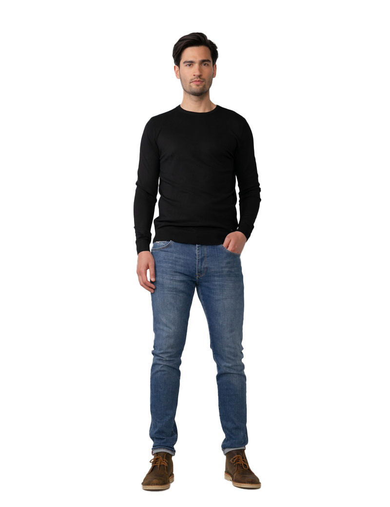 PETROL IND PULL HOMME EN MAILLE  COL ROND NOIR