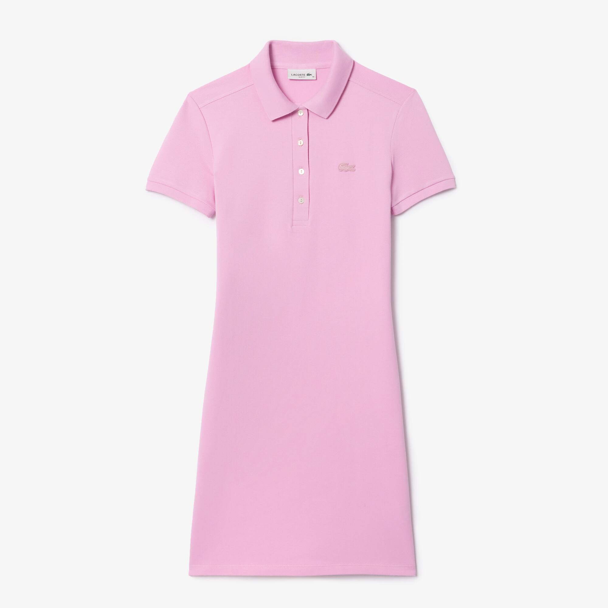 Robe polo en piqué de coton stretch Robes & Jupes - Rose - Lacoste - Femme