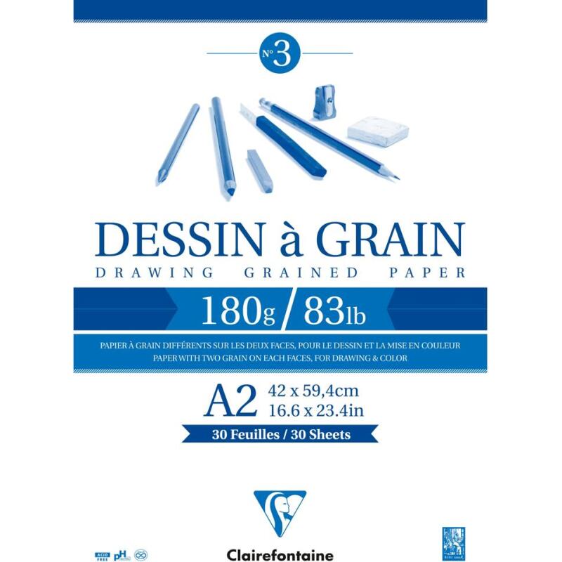 Dessin à Grain bloc collé 30F A2 180g