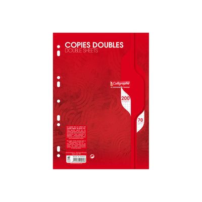 Calligraphe - copies doubles - 200 pages - A4 - petits carreaux (5x5 mm) - perforées