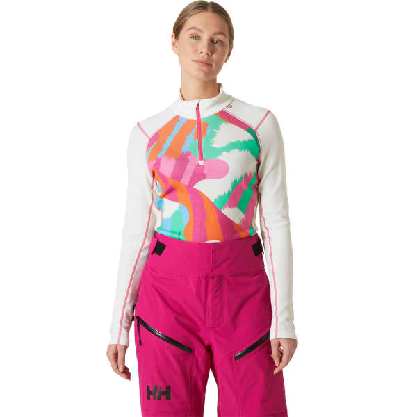 T-shirt thermique HELLY HANSEN W LIFA MERINO MIDW GRA 1/2 ZIP OFF WHITE JPB AOP