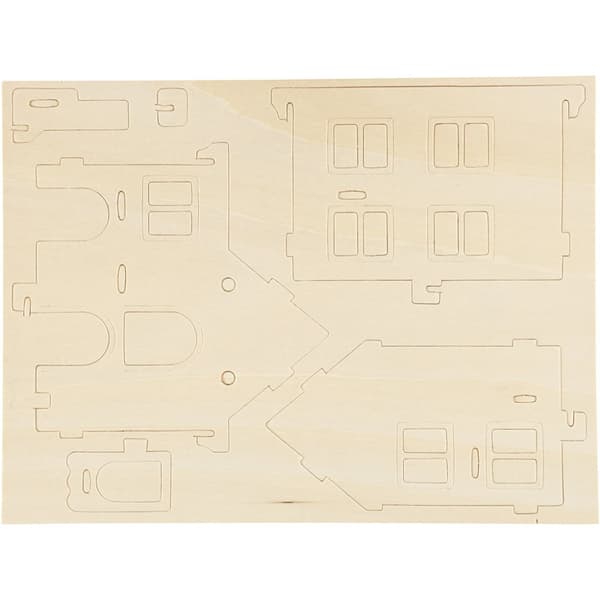 3D Konstruksjonsfigur, Hus med hveranda, str. 22,5x16x17,5, 1 stk.