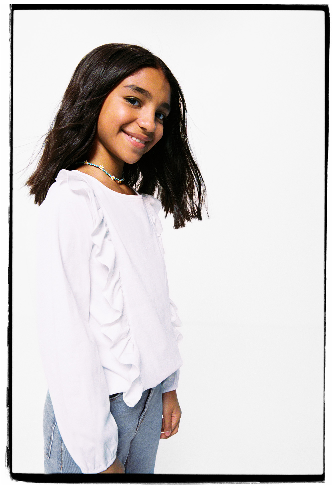 camiseta infantil com babados
