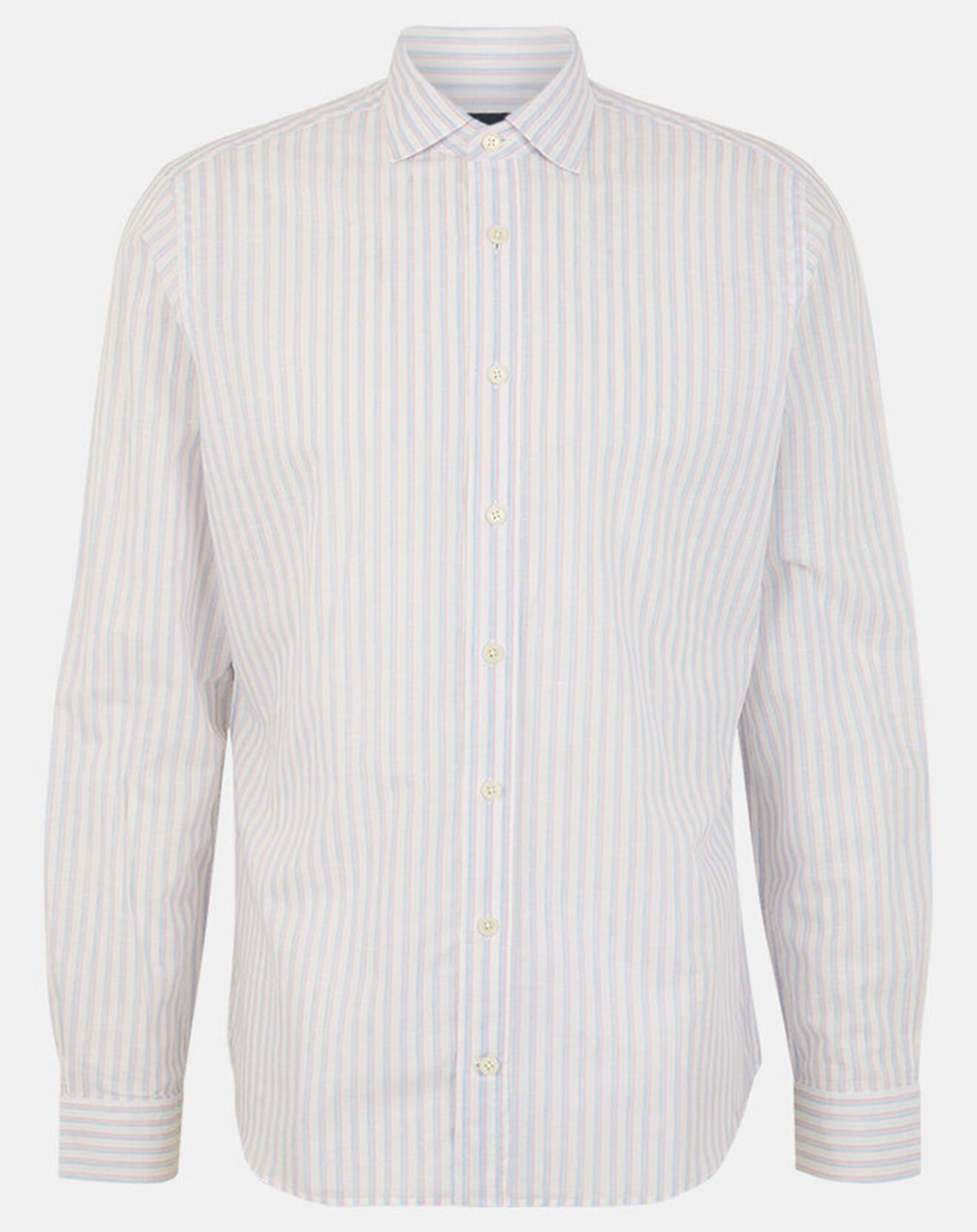 Hackett London Chemise en Lin mélangé Regular Fit à rayures bleu clair/rose