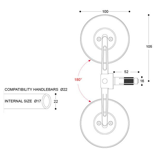 Barracuda - Rétroviseurs embout de guidon Skin-S Bar End B-Lux Noir
