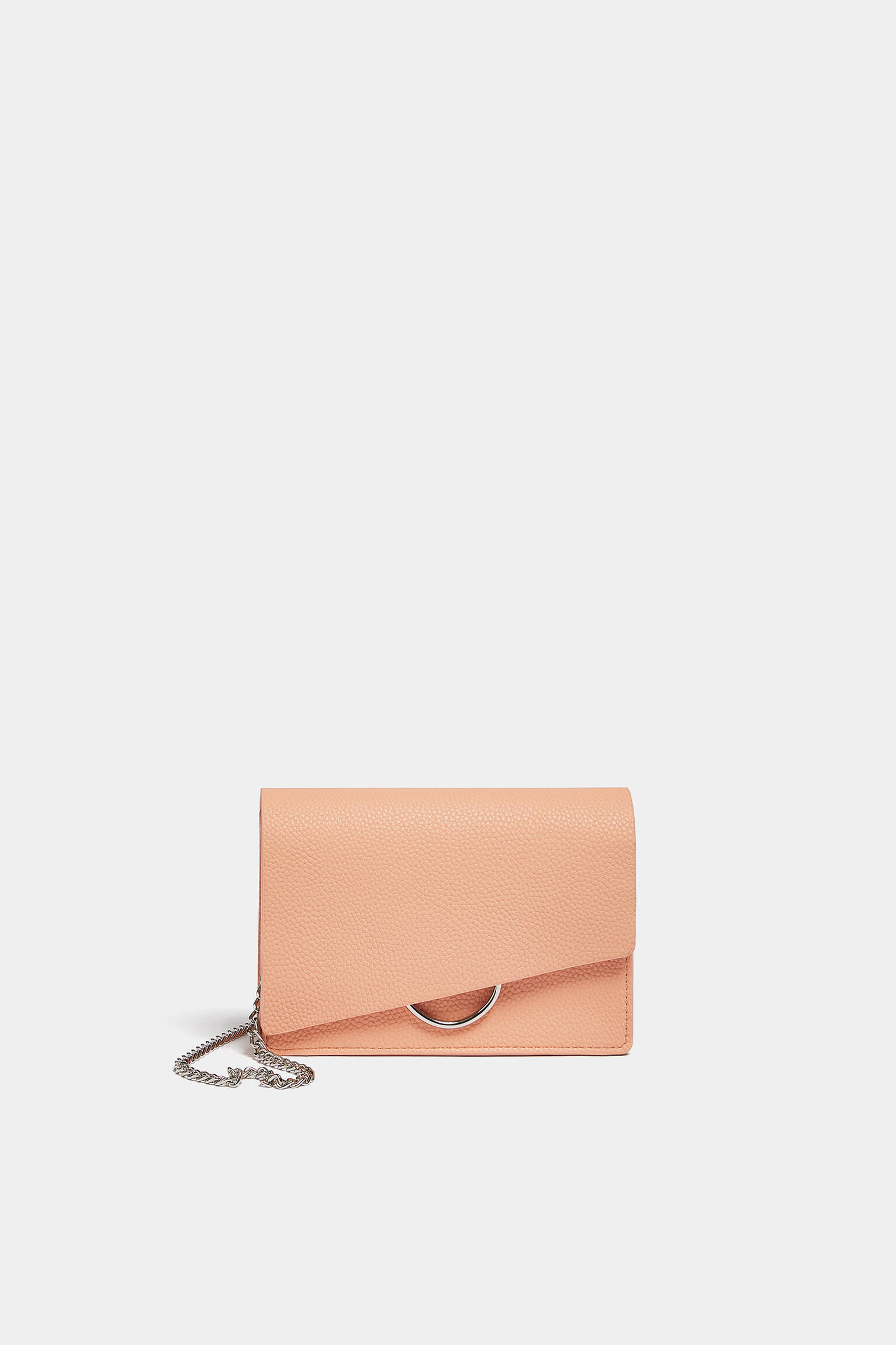 Bolsa transversal com detalhe de argola - coral
