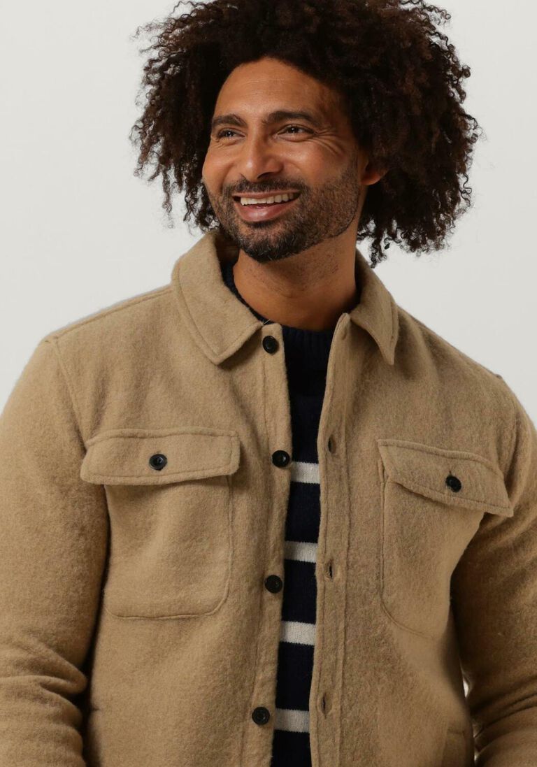 ANERKJENDT zand anerkjendt overshirt aklion boiled wool overshirt