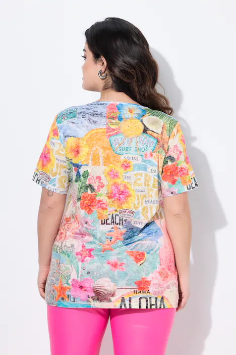 T-Shirt, bequeme Passform, Patchdruck, multicolor