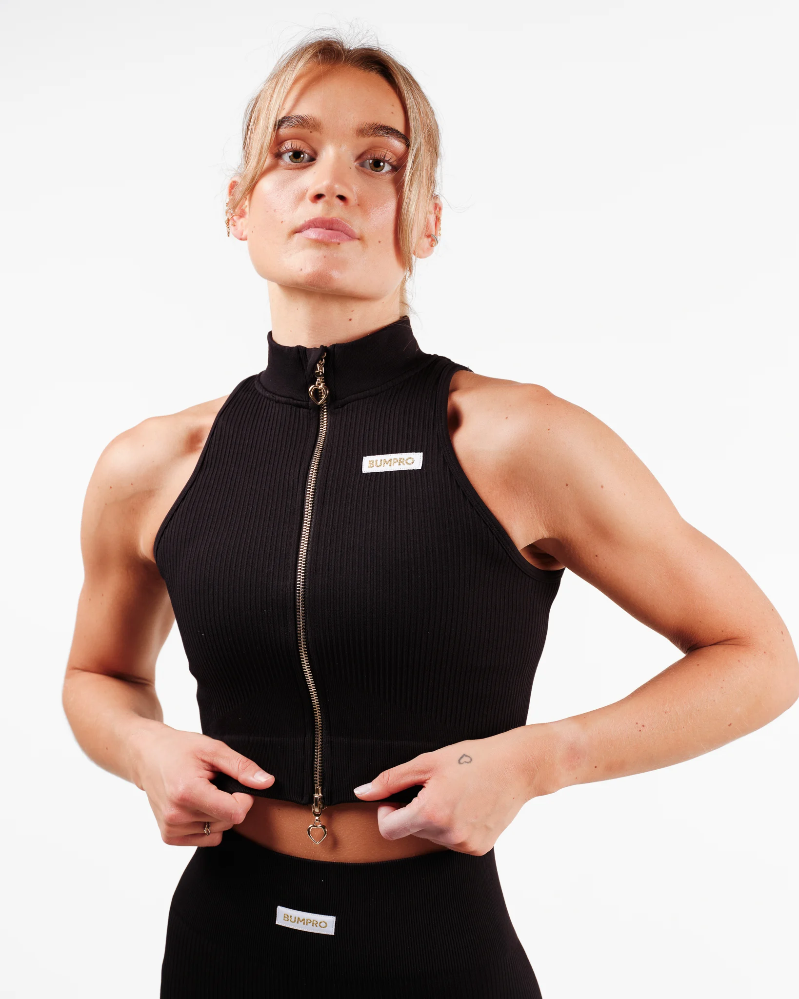 Bumpro Perfect Wide Rib Zip Tank Black