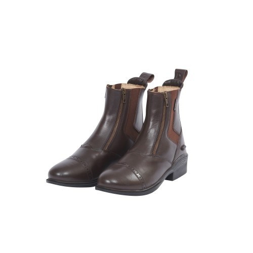 Botas de couro marrom com zíper duplo para adultos