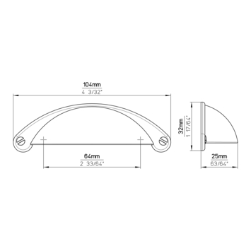 Greep Kiki messing antiek 103mm