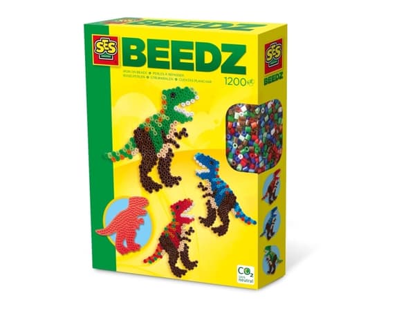 SES Creative Iron on beads T-Rex, 1200 stykker, 5 år, Gutt/Jente, Barn, Dinosaur, Assorterte farger