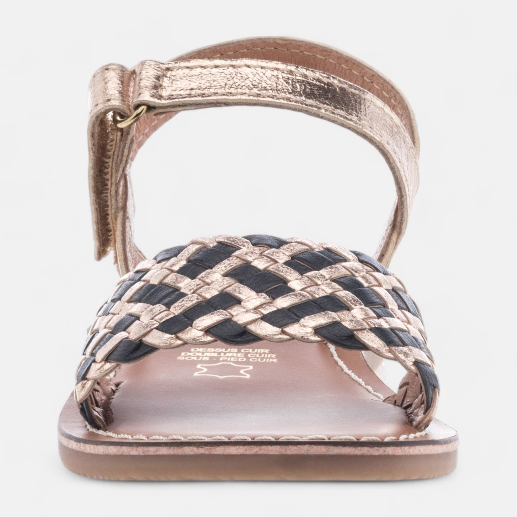 Nu-pieds Fille en cuir or