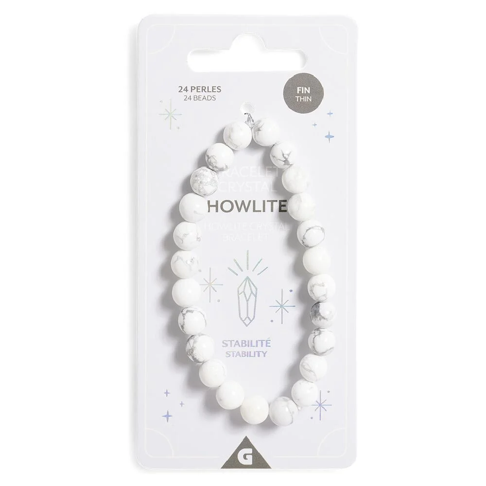 Bracelet crystal fin 24 perles Howlite blanc - Stabilité