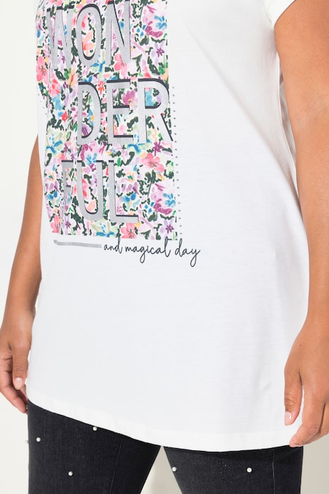 T-Shirt, oversized, farbiger Print, Rundhals