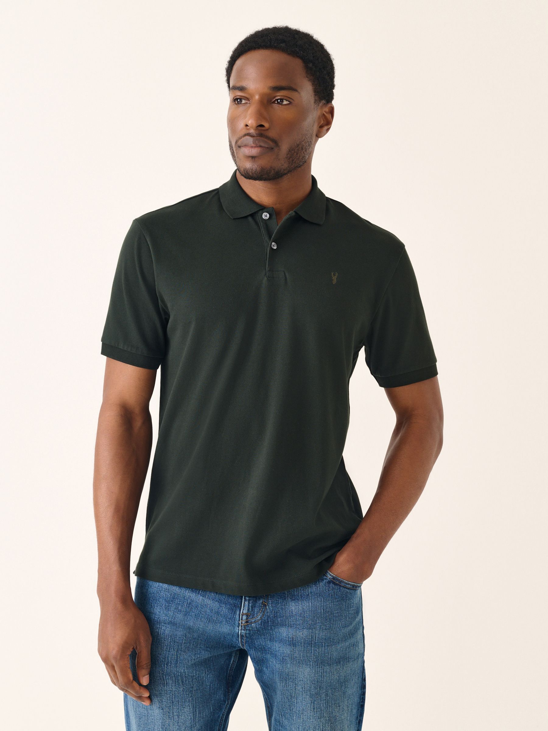 Rijk olijfgroen - Slim Fit - Long-Sleeve Pique Polo Shirt