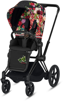 Cybex Priam Sportsvogn, Matt Black/Spring Blossom Dark