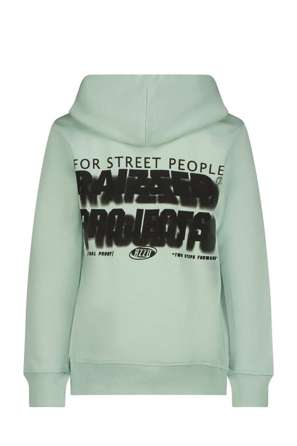 Raizzed hoodie Nezar met backprint zacht pistachegroen