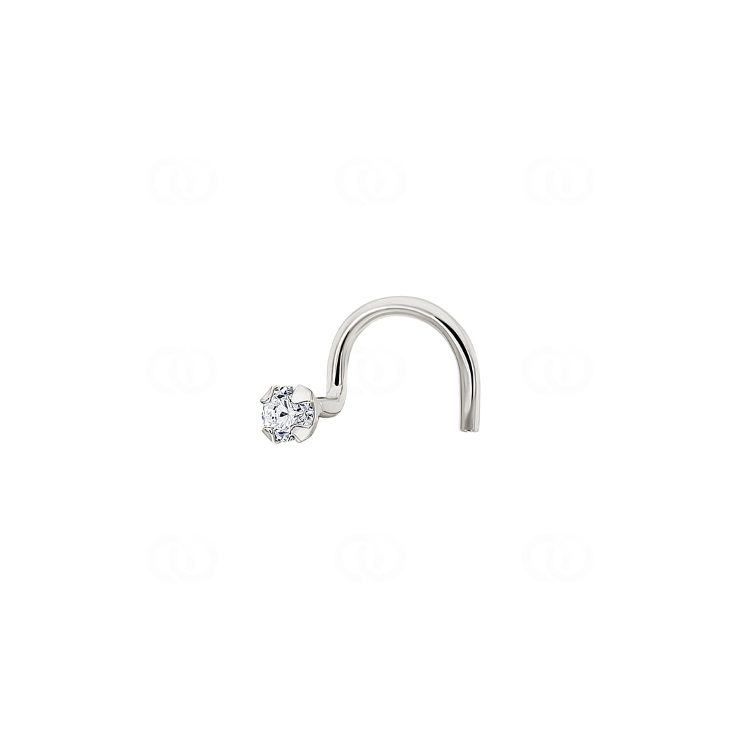 Nasenpiercing Spirale 750/18 K Weissgold mit Diamant 0.03ct.