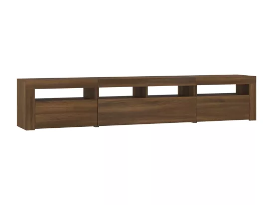 Meuble TV avec lumières LED Chêne marron 210x35x40 cm