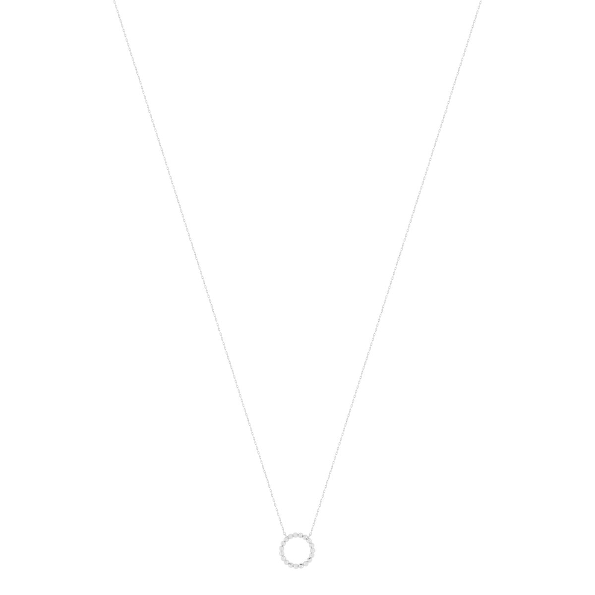 Collier or 375 blanc blanc 45cm avec anneau de raccourcissement à 42cm