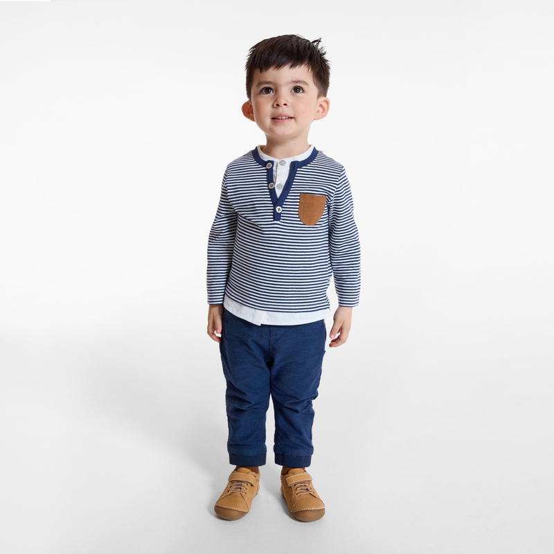 T-shirt tunisien rayé bleu bébé garçon