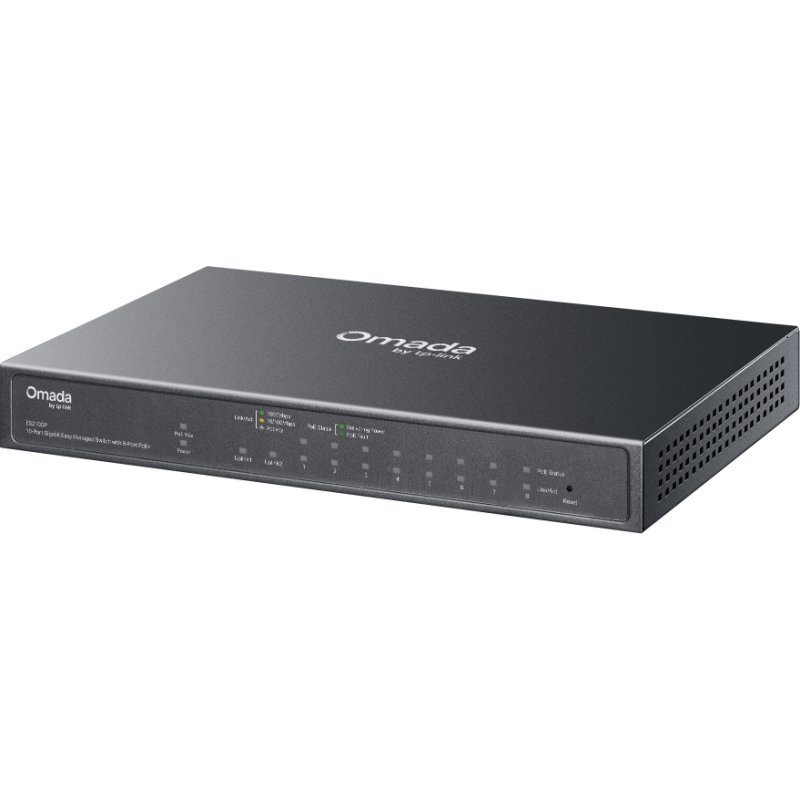TP-Link Omada ES210GP commutateur réseau Géré L2 Gigabit Ethernet (10/100/1000) Connexion Ethernet, supportant l'alimentation via ce port (PoE) DIN rail Noir