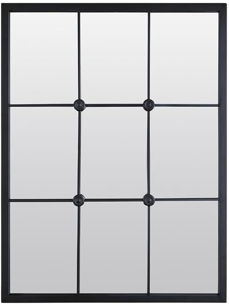 EMDE Miroir Industriel en métal Noir Style CABOCHON - 80x60 cm