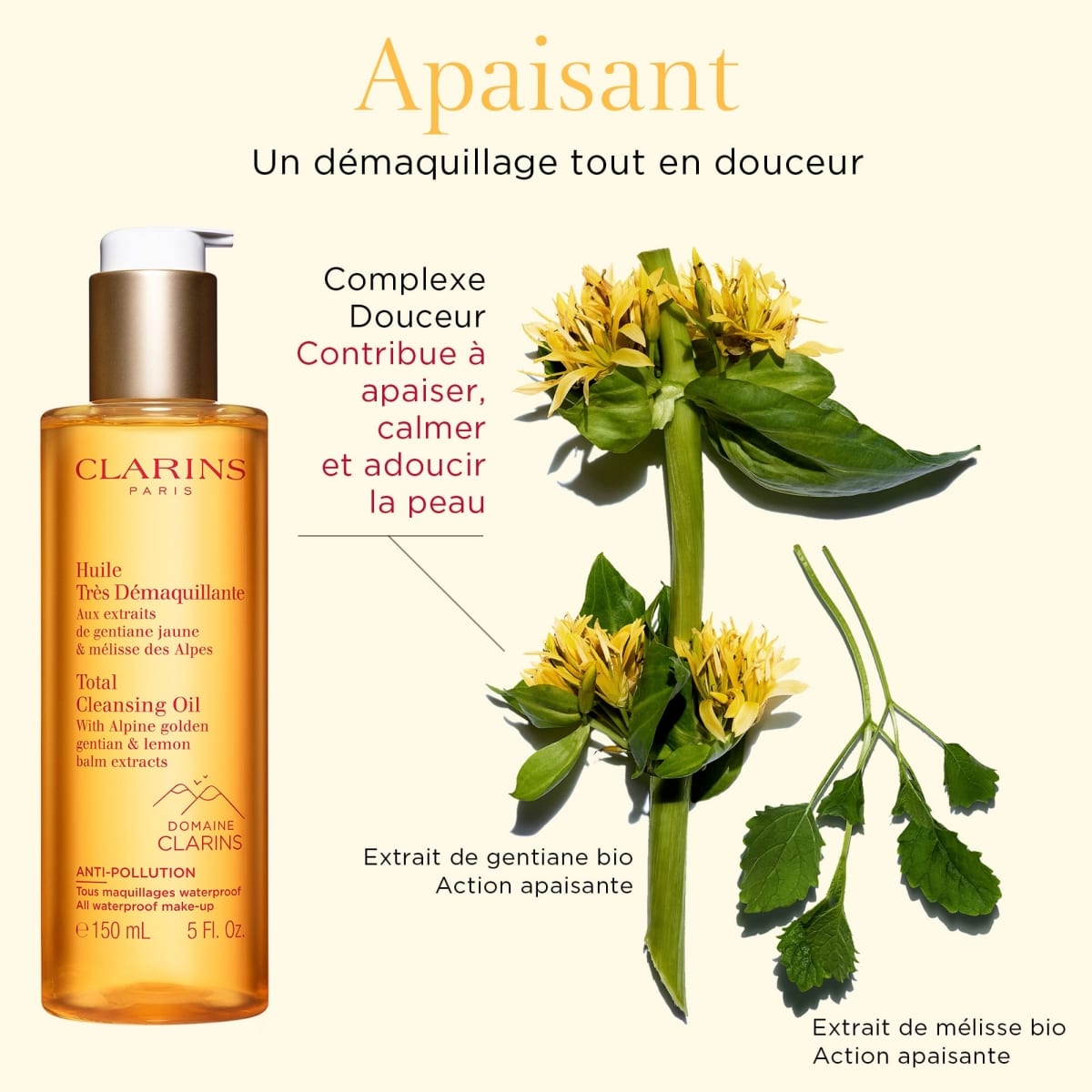 CLARINS Huile très Démaquillante Aux Extraits de Gentiane Jaune &  Mélisse des Alpes
