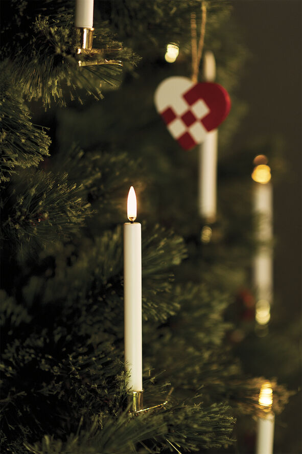 Uyuni LED mini Taper Candle w. Gold Clip - 4 pack - 1,3 x 13,8 cm Hvid