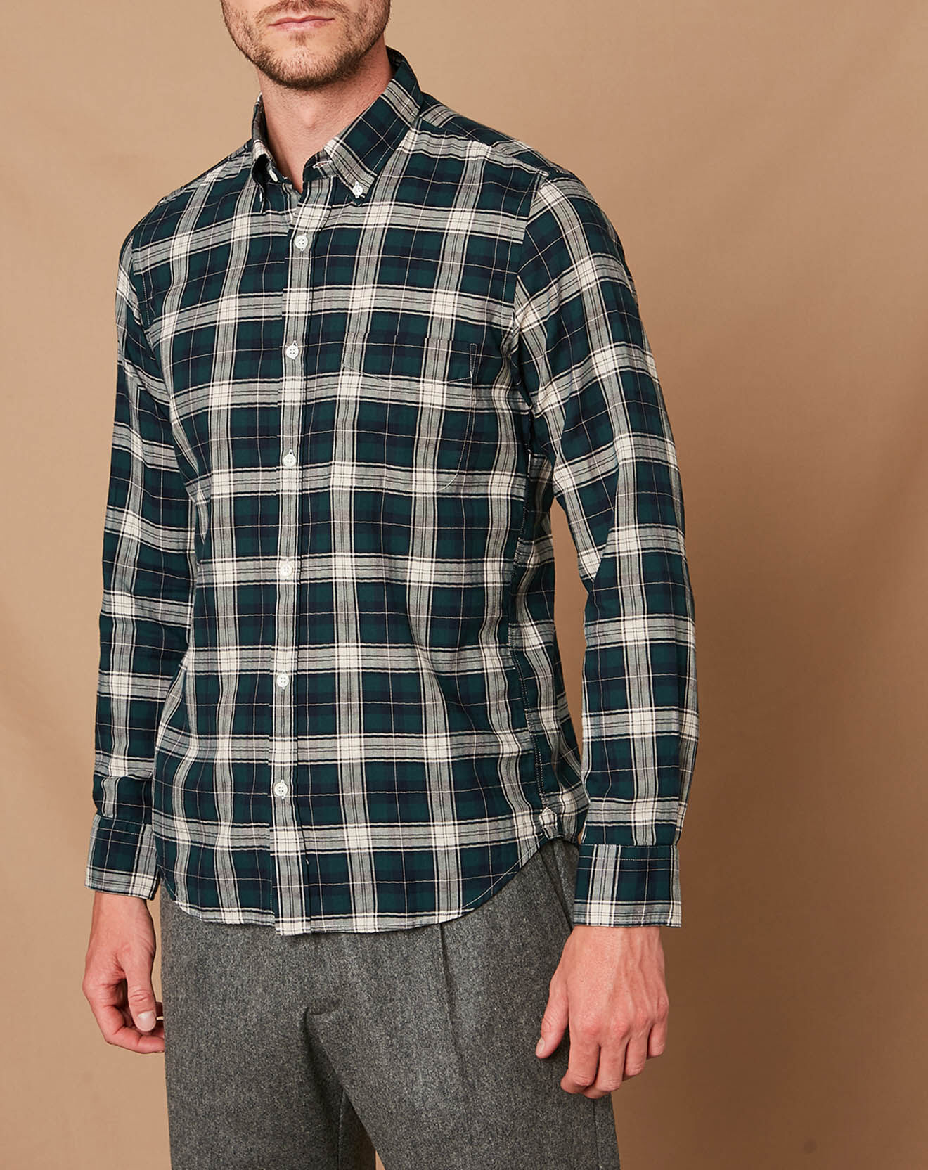 Hartford Chemise Slim Side marine/vert