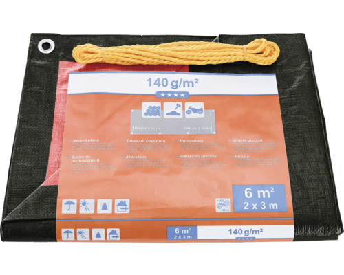 Geweven zeildoek, universeel zeildoek, 140 g/m², oranjegroen, 2 x 3 m